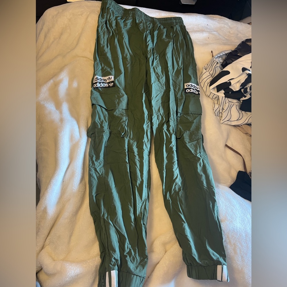 Green adidas joggers